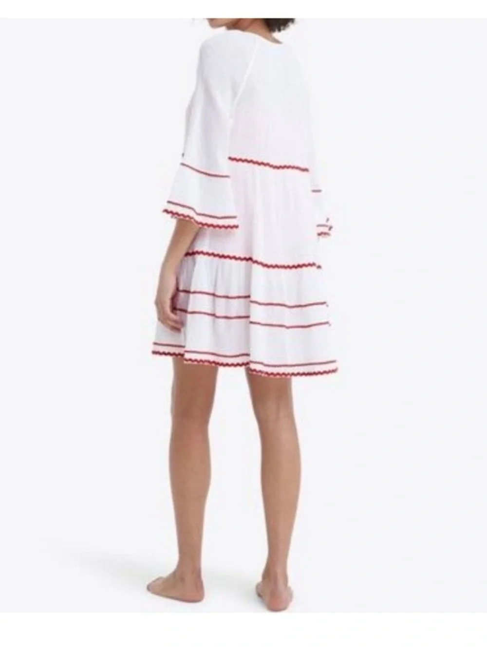 Draper James Magnolia White Crinkle Beach Dress Size Large Beach Nautical Swim - Picture 2 of 6